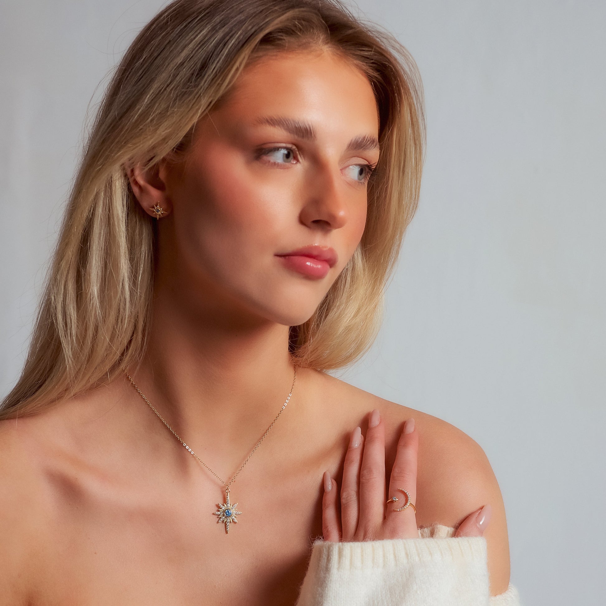 Ursa Birthstone Star Stud Earrings | 18K Gold Plated