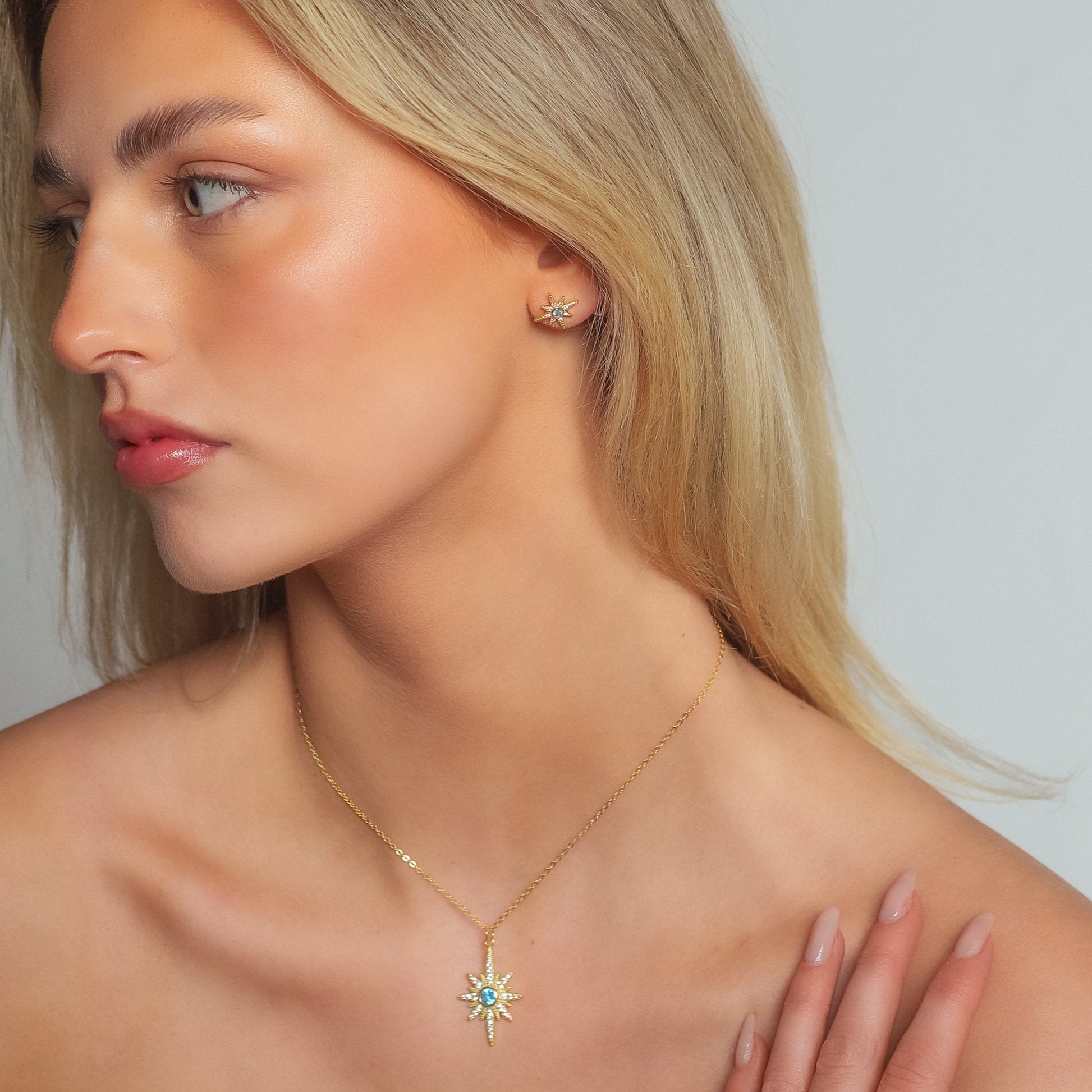 Ursa Birthstone Star Stud Earrings | 18K Gold Plated