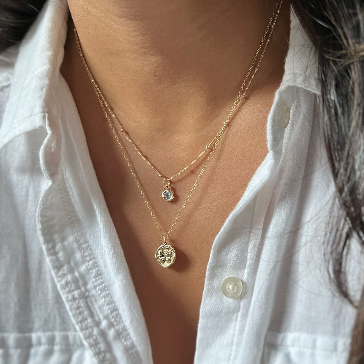 Butterfly Medallion Pendant in 14KT Yellow Gold