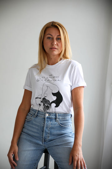 Organic Cotton Oversized T-Shirt It’s All About Balance by Black Giraffe Brand at www.brixbailey.com