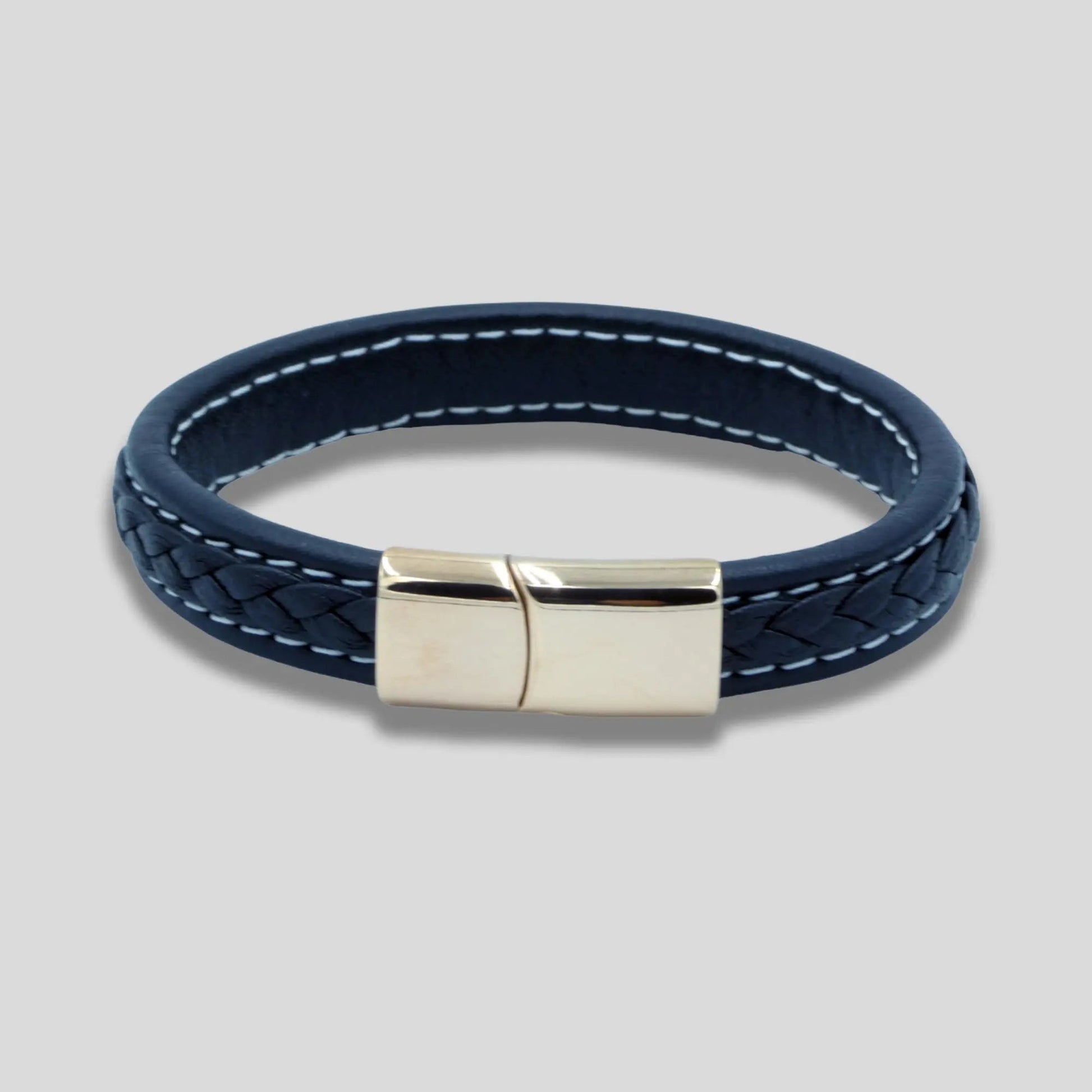 Black Leather Bracelet with Rose Gold Clasp