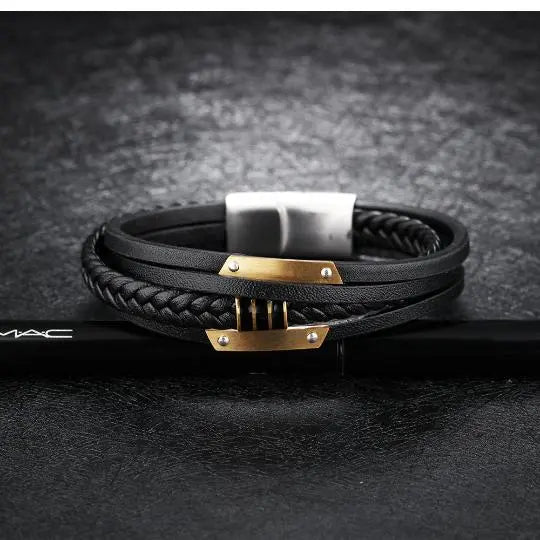 Black & Gold Plated Men's Bracelet