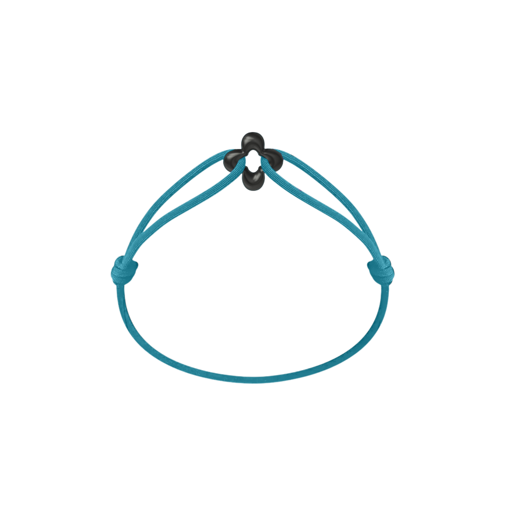 Mini Black Clover Onyx Cord Bracelet