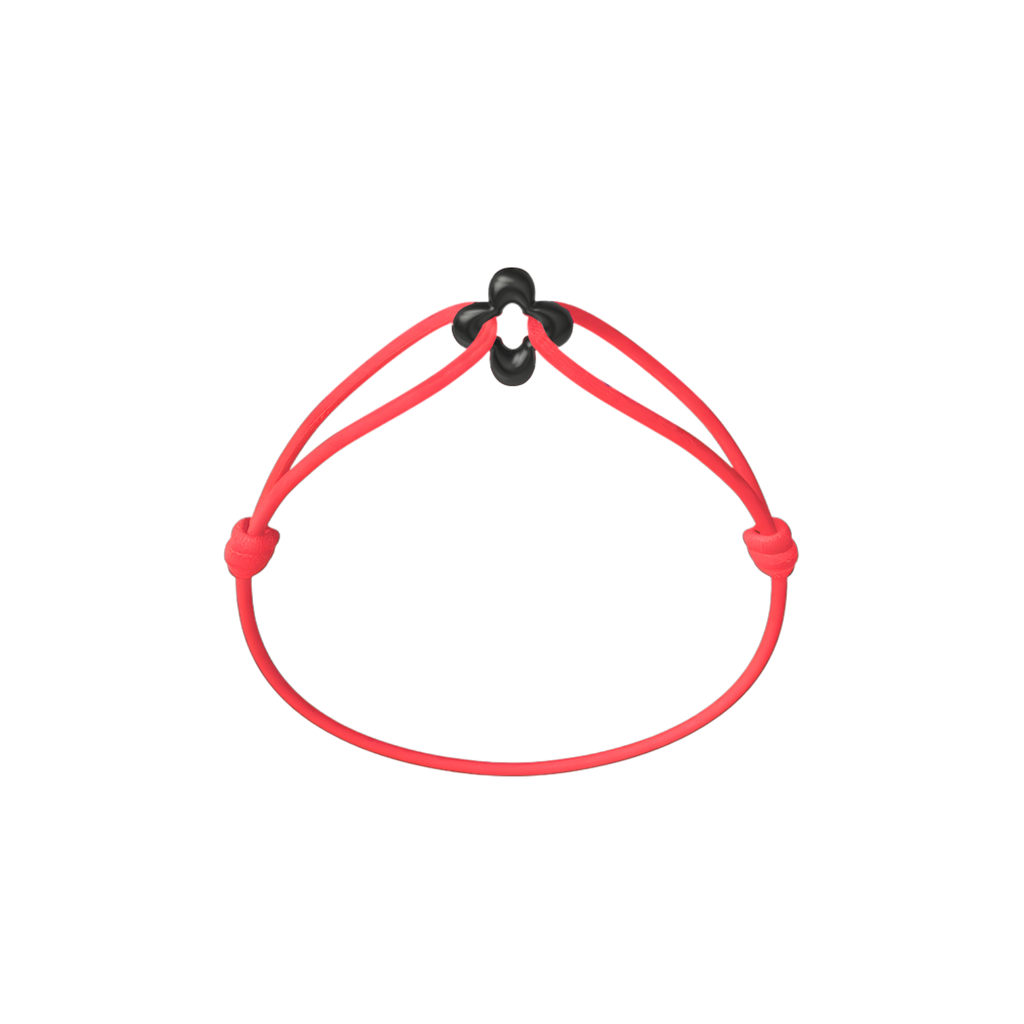 Mini Black Clover Onyx Cord Bracelet