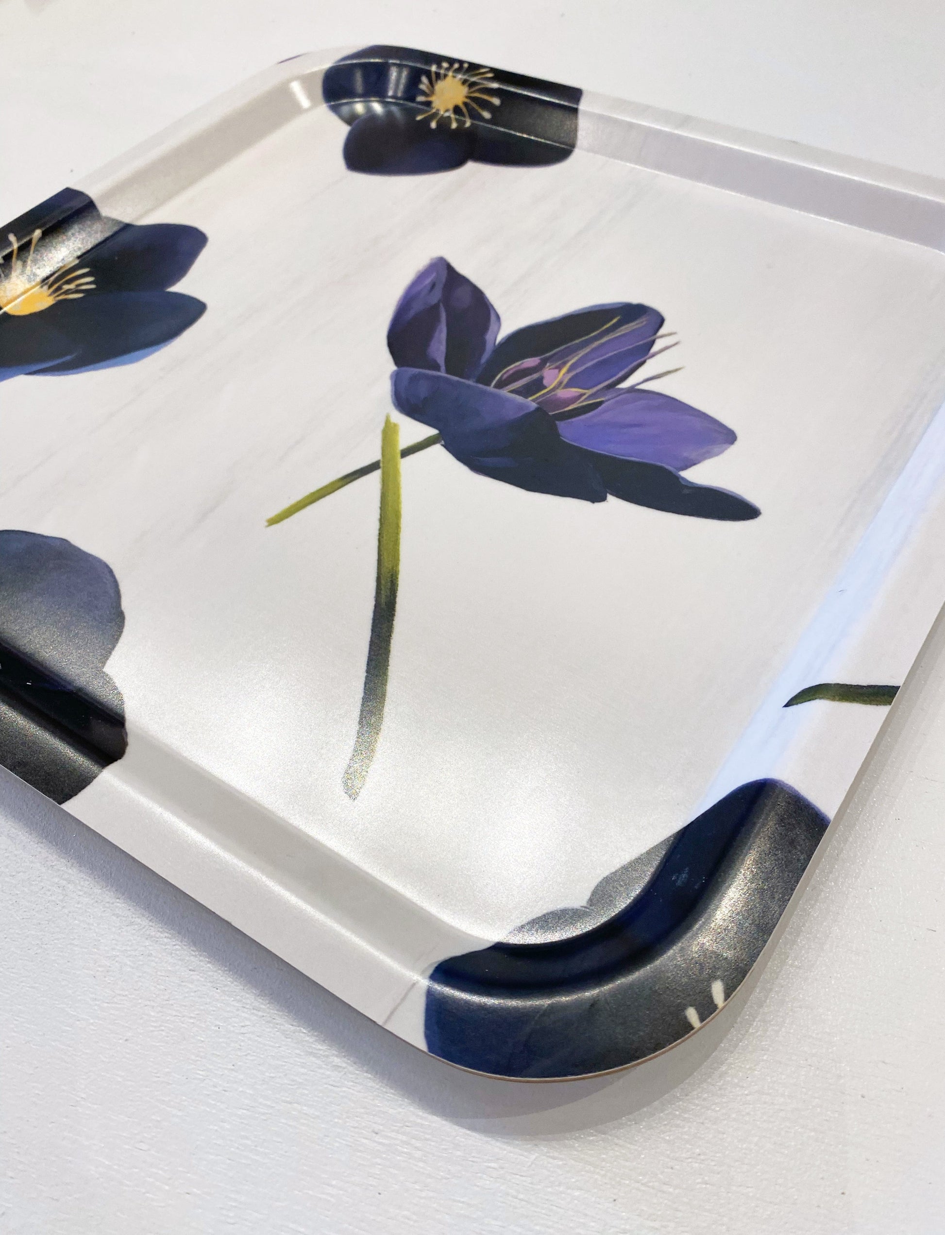 Black Hellebore on Snow Square Serving Tray
