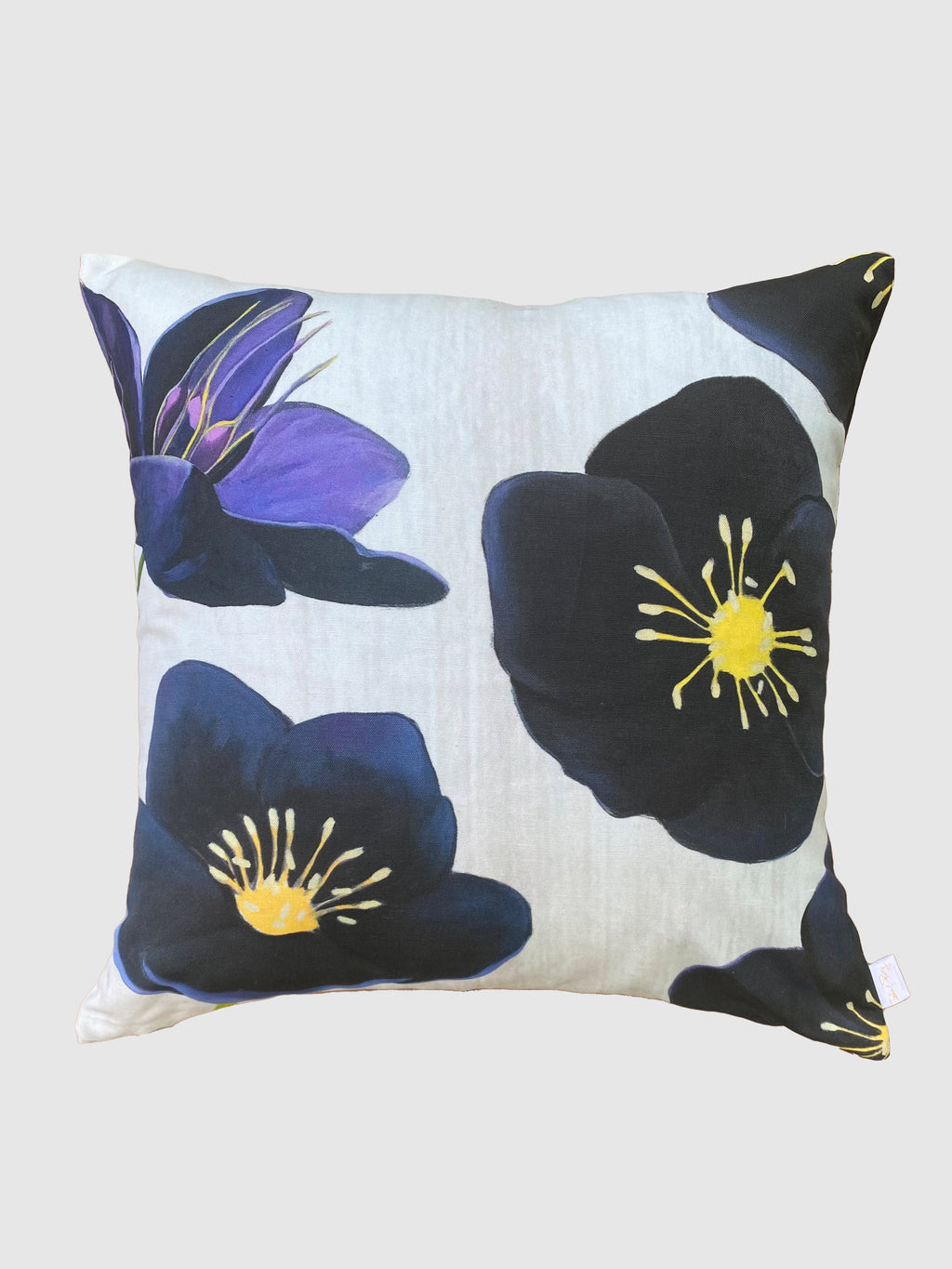 Black Hellebore on Snow Throw Pillow 18 inch Square