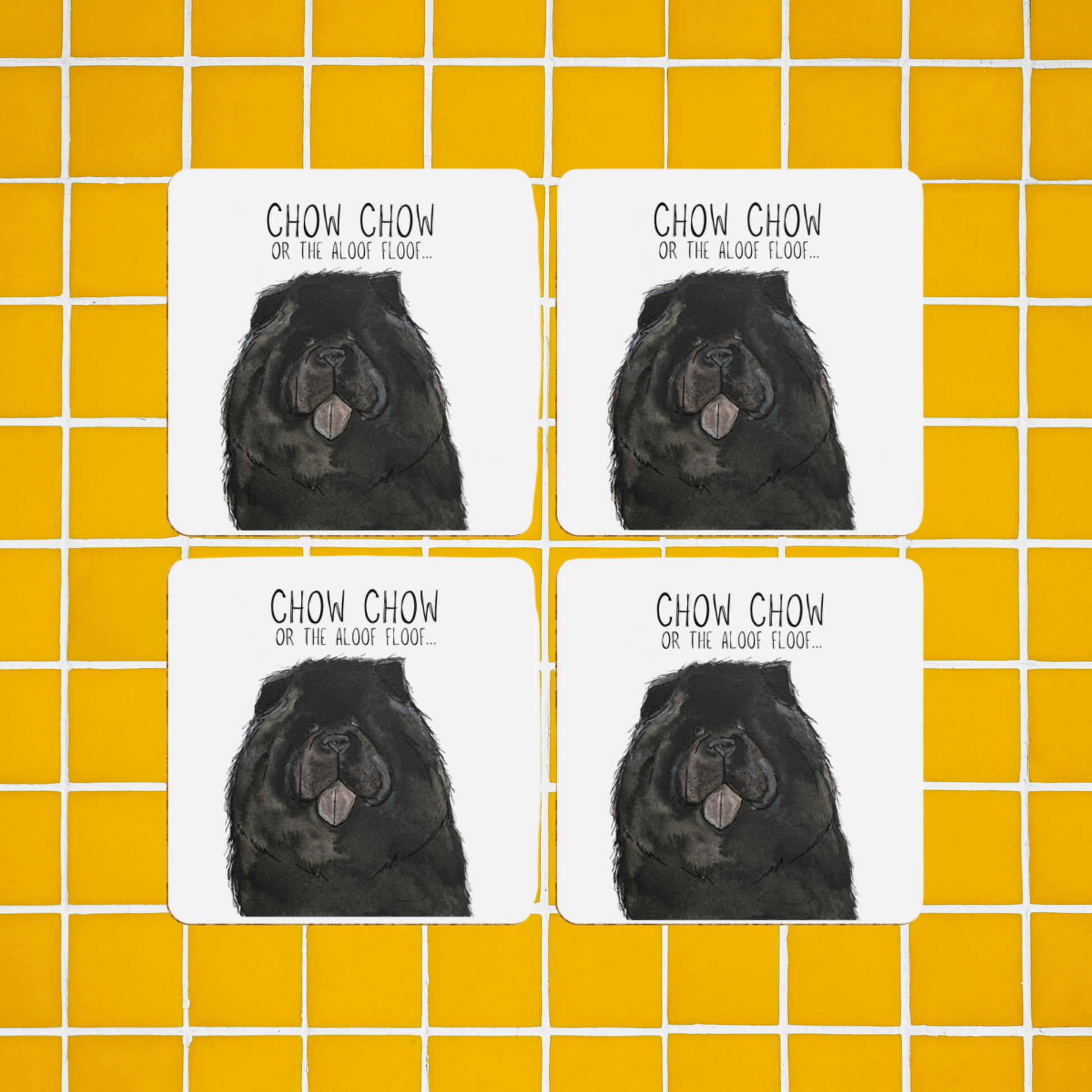 Chow-tastic Coasters: Black Chow Chow Pack of 4