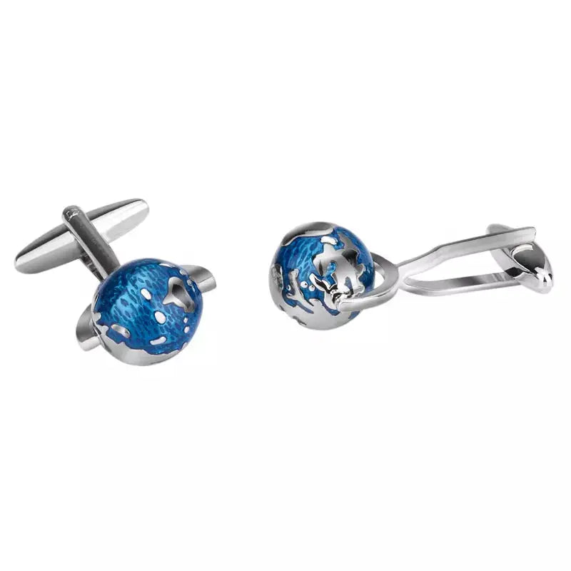 Blue Enamel Globe Cufflinks