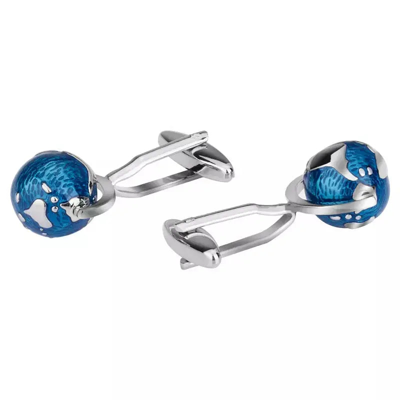 Blue Enamel Globe Cufflinks