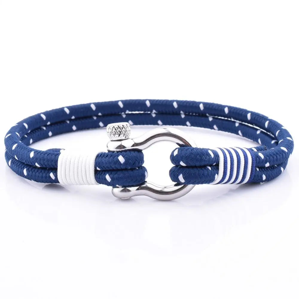 Blue Marine Shackle Rope Bracelet