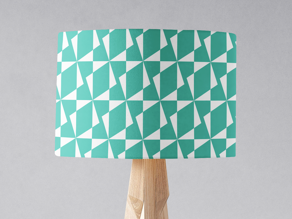 Turquoise and White Retro Geometric Lampshade, Ceiling or Table Lamp Shade