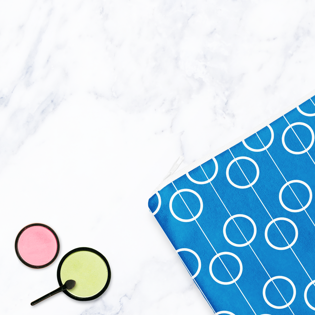 Blue Geometric Retro Make Up bag