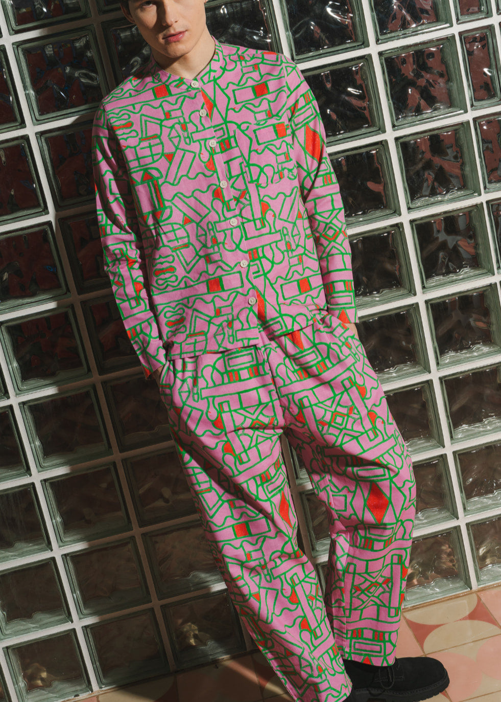 Organic Cotton and Linen Shirt in Blush Horizon