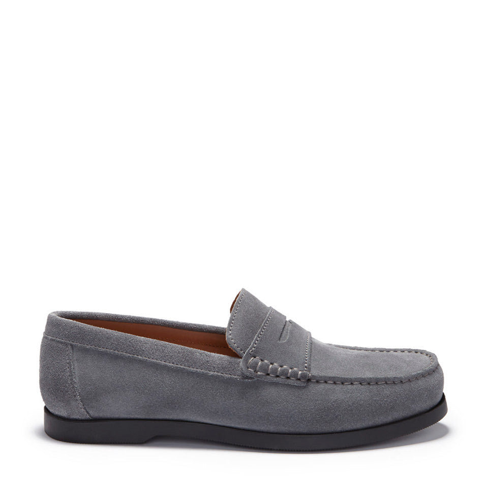 Slate Grey Suede Boat Loafers