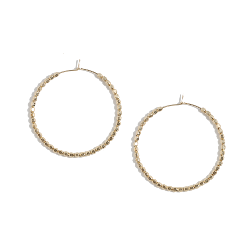 Bold Beaded Sparkle Hoops in Gold