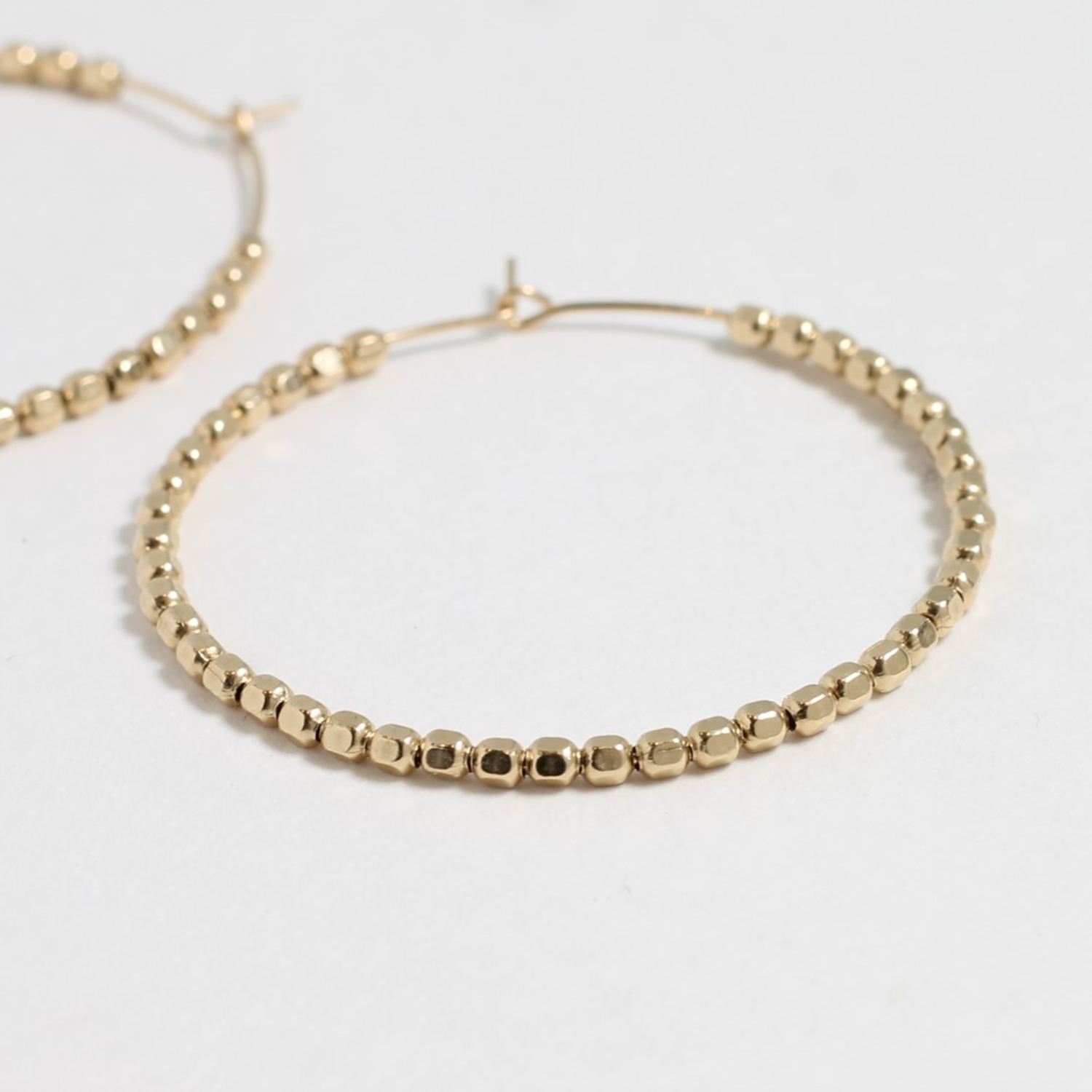 Bold Beaded Sparkle Hoops in Gold