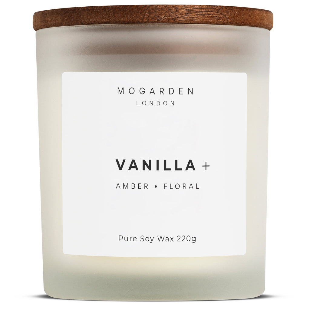 Mogarden Luxury Vanilla Candle Gift, Scented Candles for Women Men, Pure Soy 220g