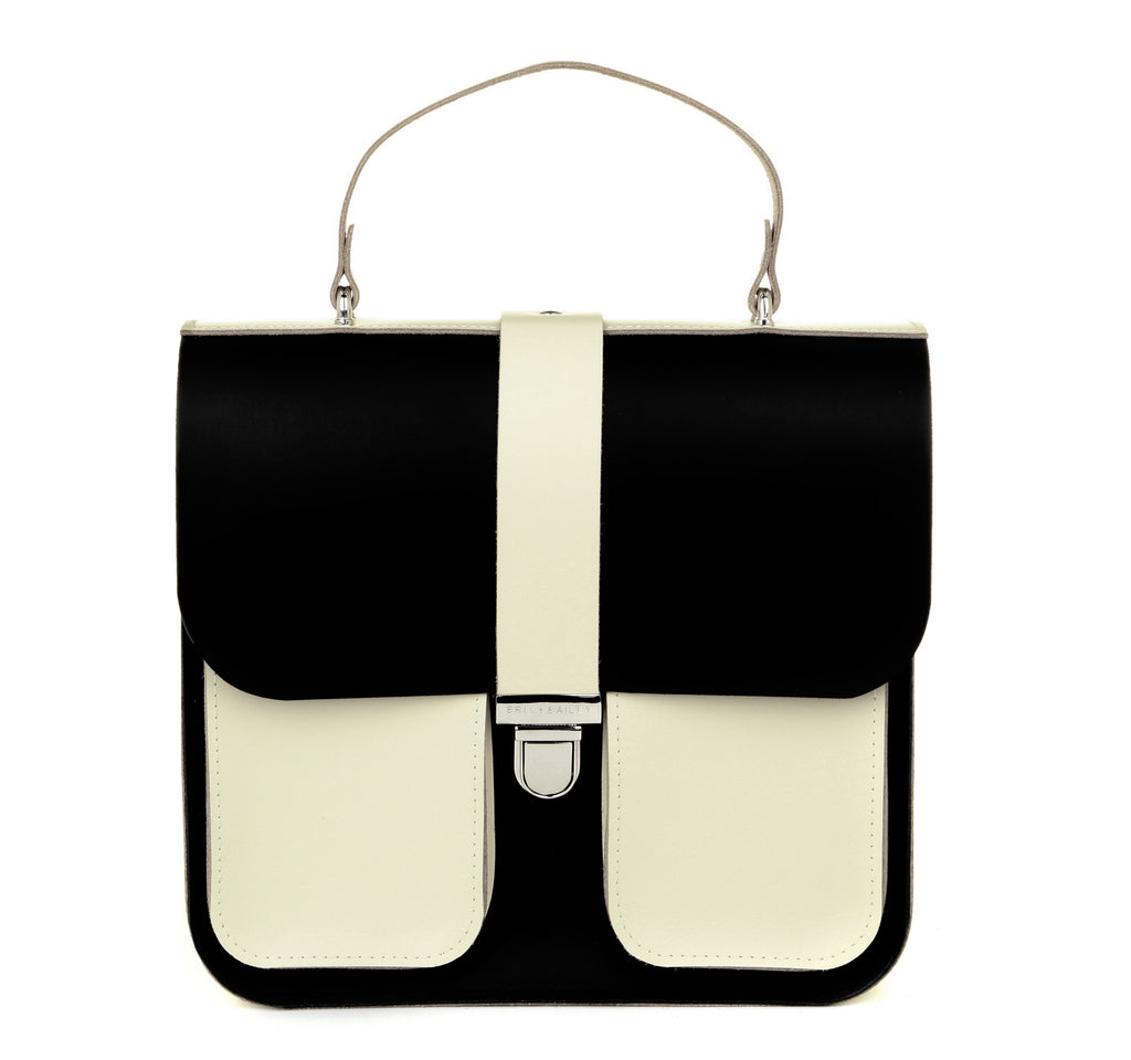NEW Black and Ivory Two Tone Satchel