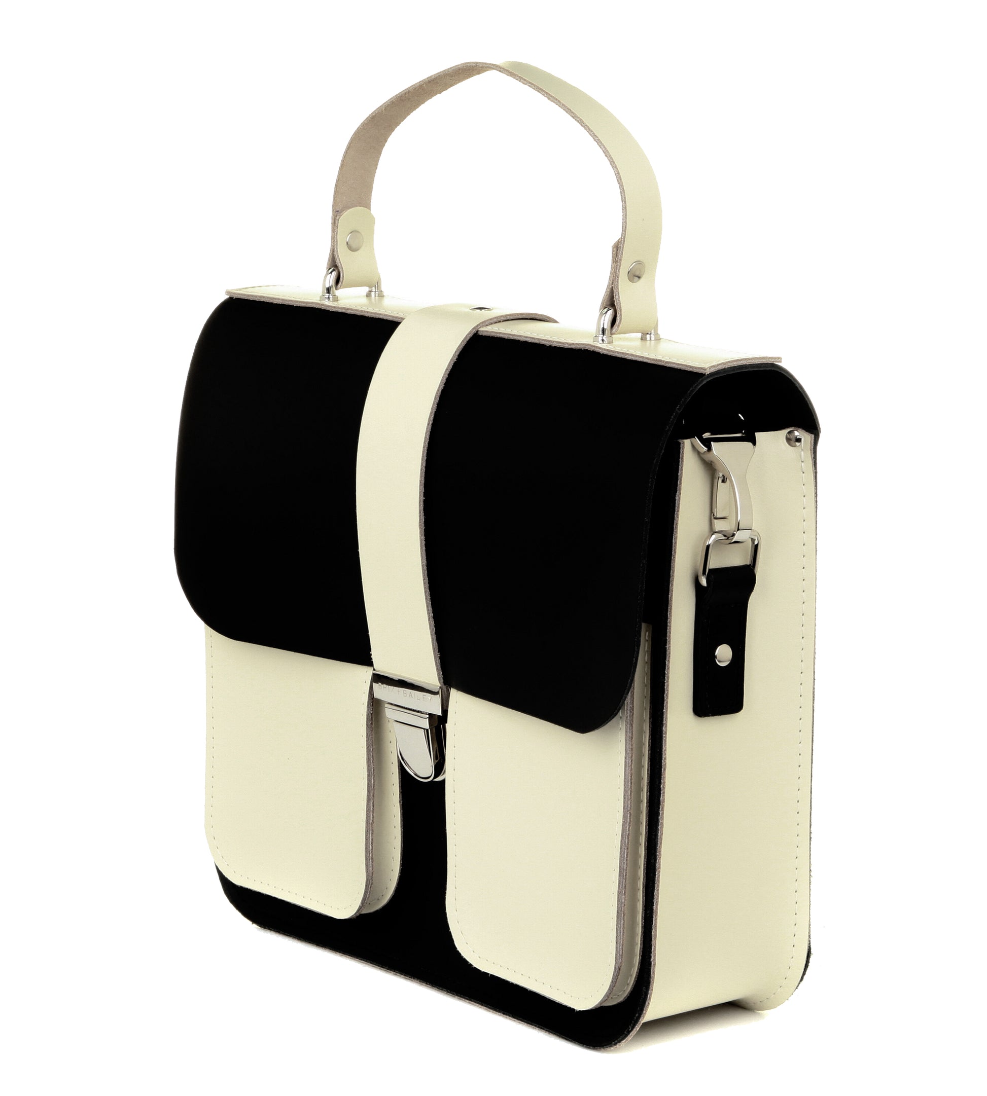 NEW Black and Ivory Two Tone Satchel