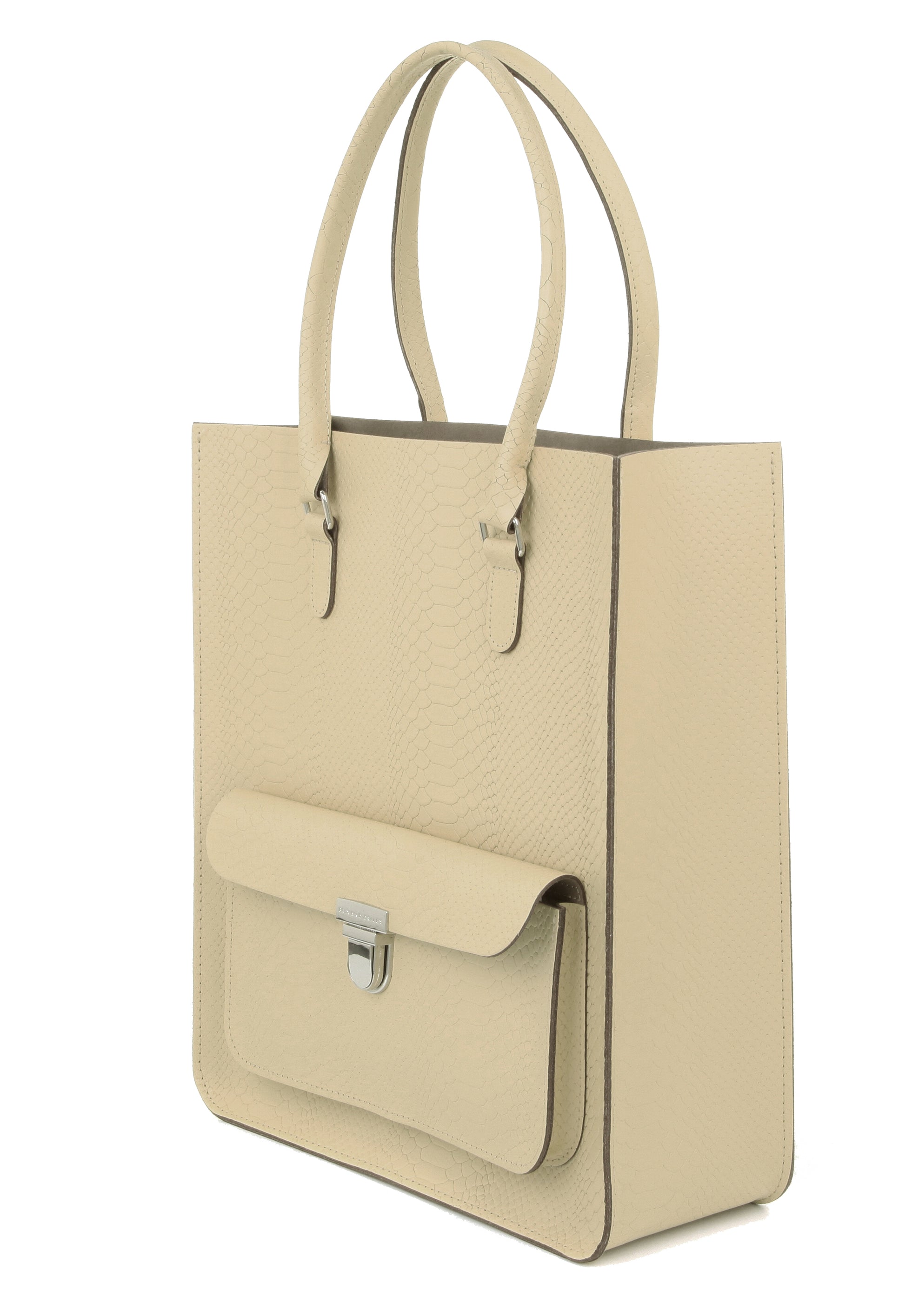 Ivory Pebbled Leather Tote Shopper with Inner Pocket