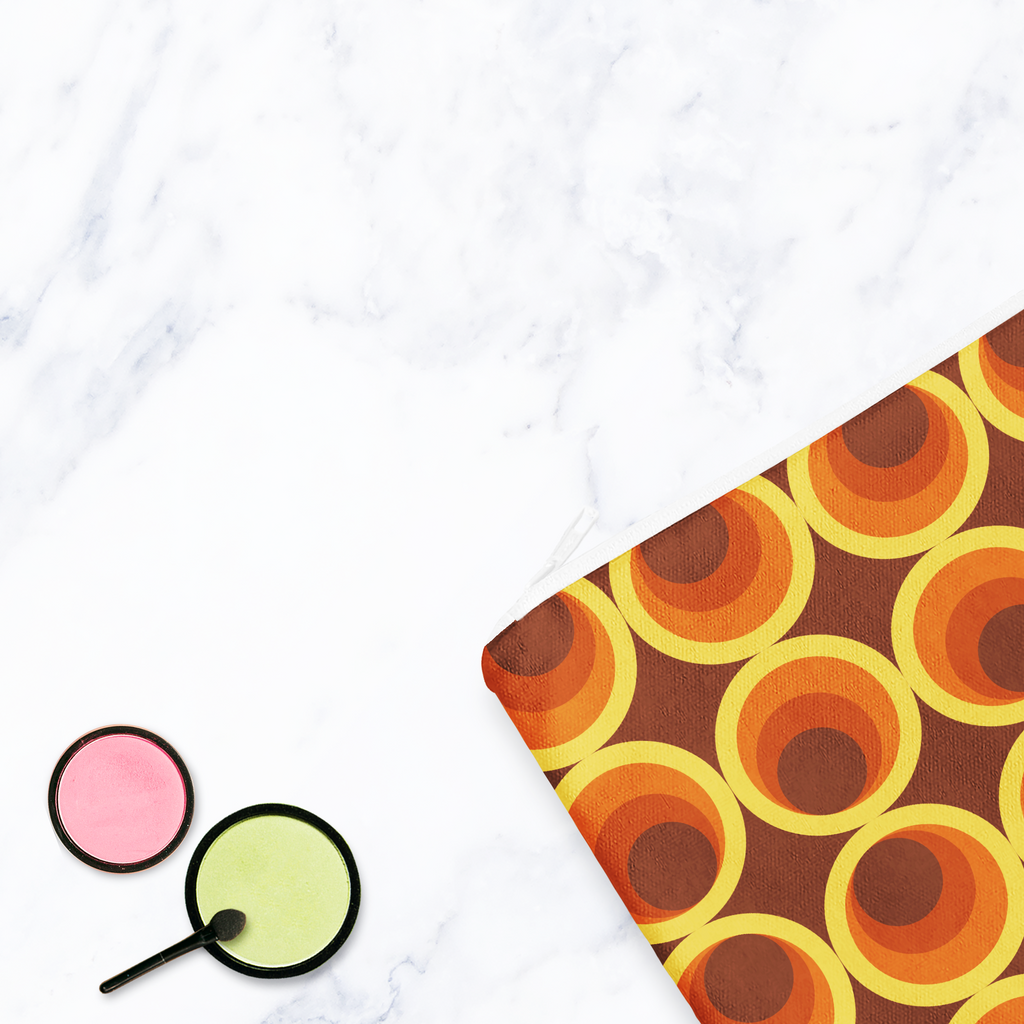 Dark Brown Retro Geometric Make Up bag