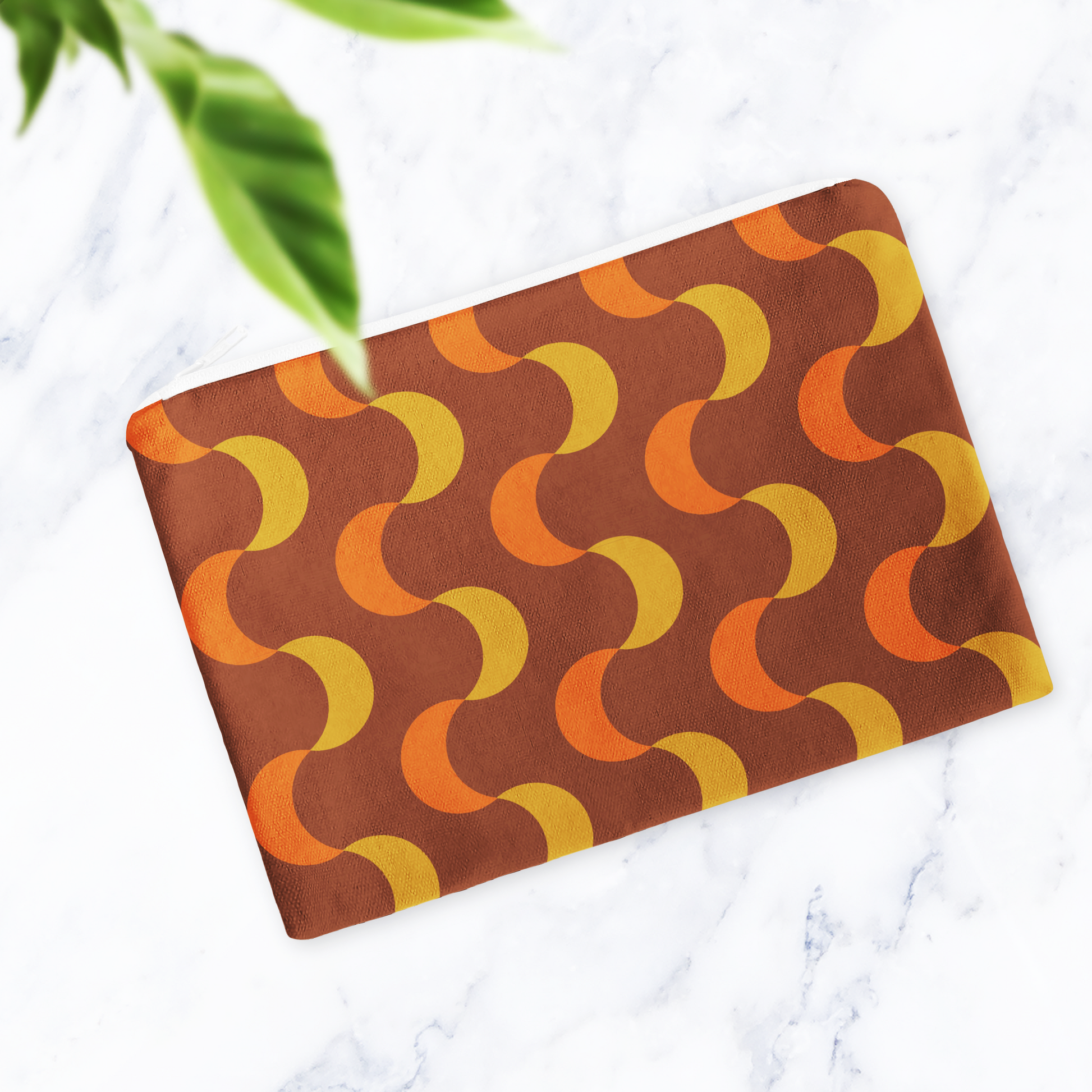 Brown and Orange Retro Make Up bag