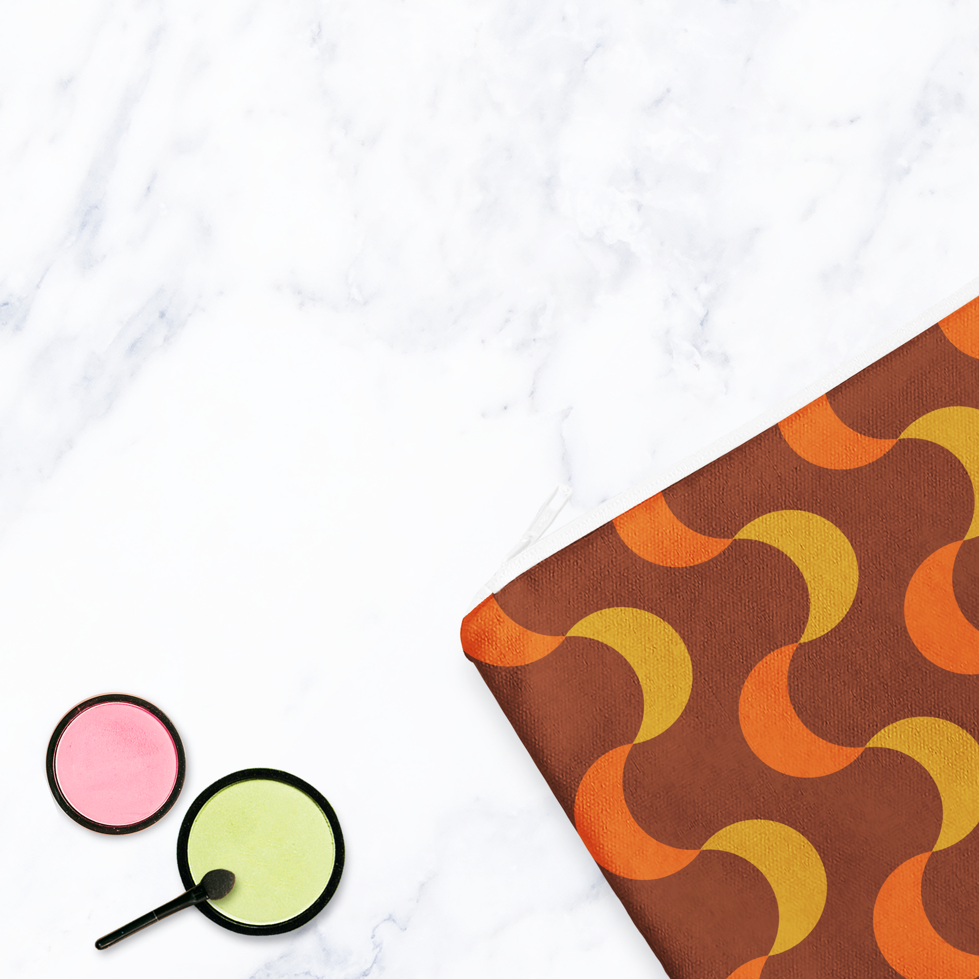 Brown and Orange Retro Make Up bag