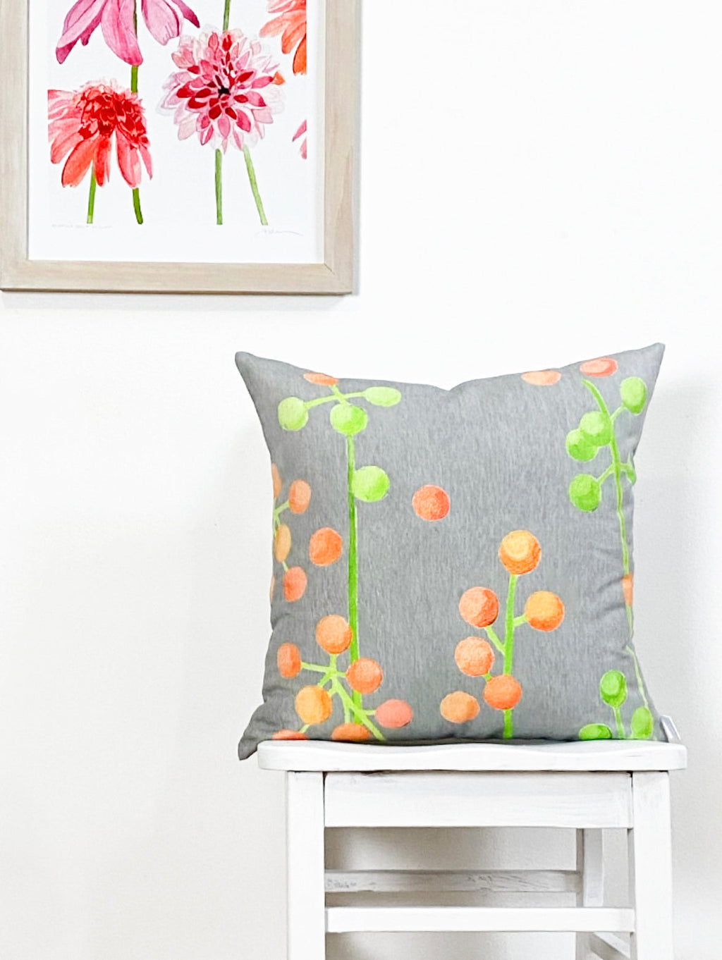 Brunia Throw Pillow in Grey, 18 inch Square