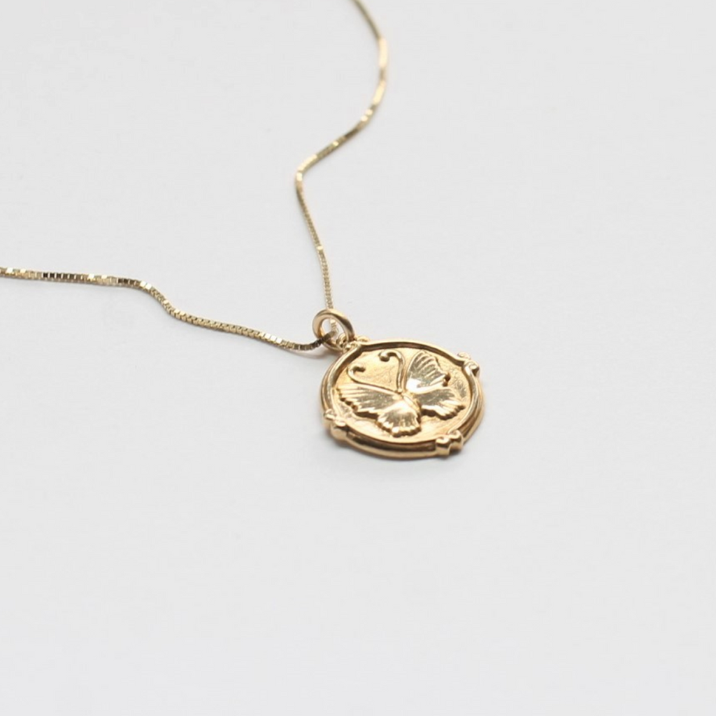 Butterfly Medallion Pendant in 14KT Yellow Gold