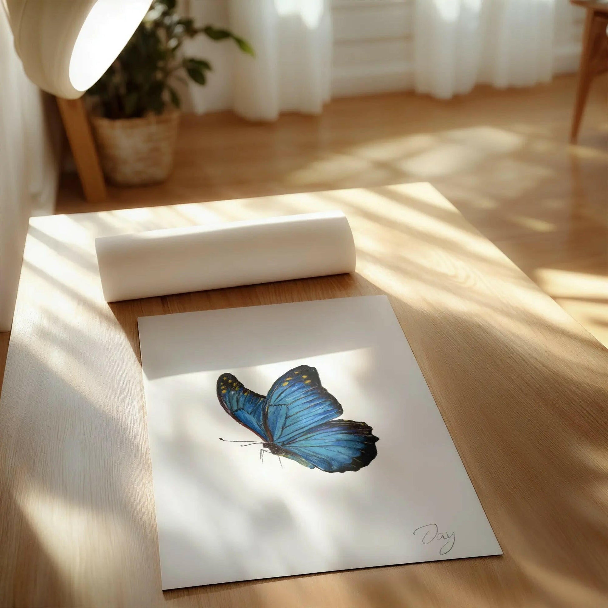 Blue Butterfly Signed Print (A4)
