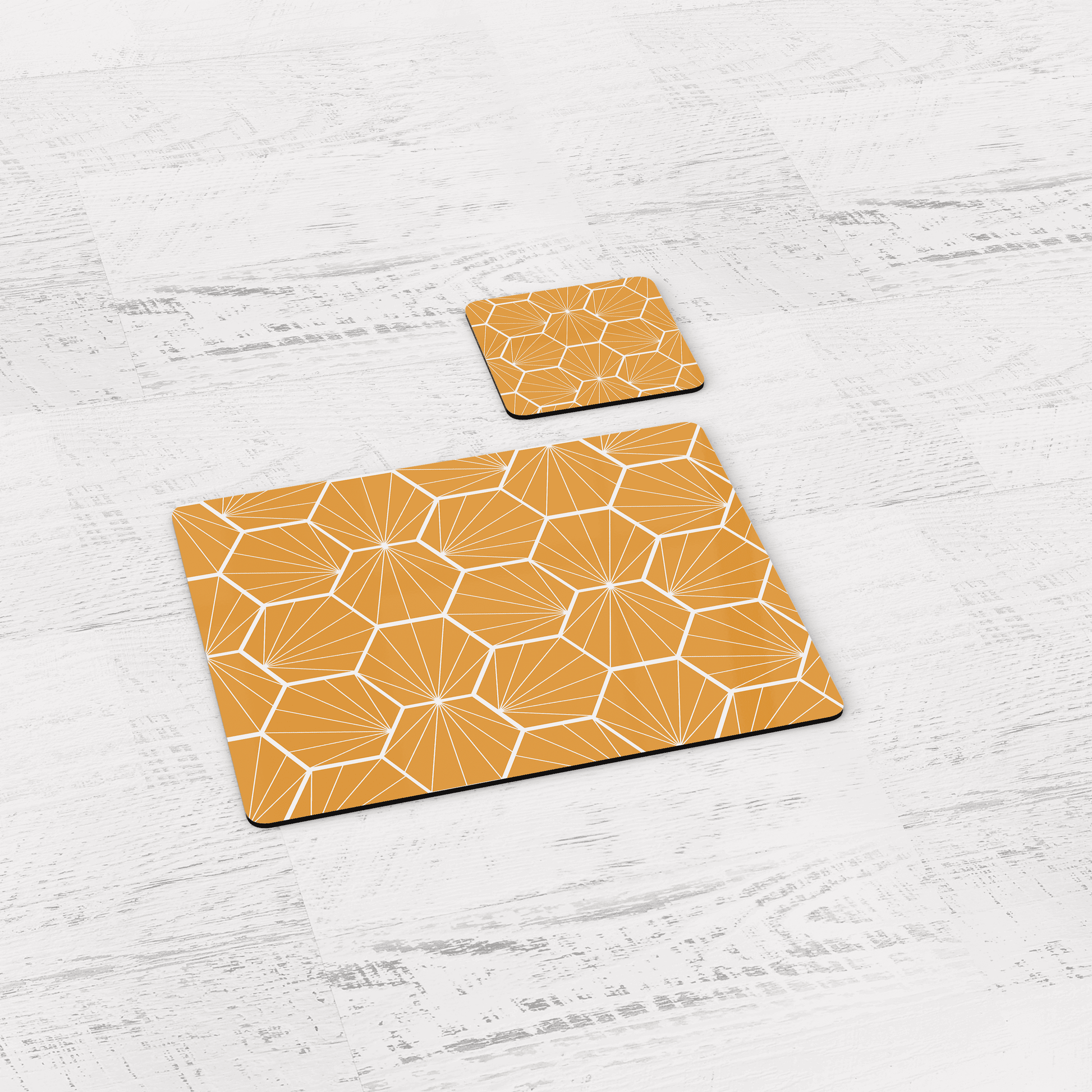 Butter Yellow Geometric Hexagons Placemats, Set of 4 or Set of 6