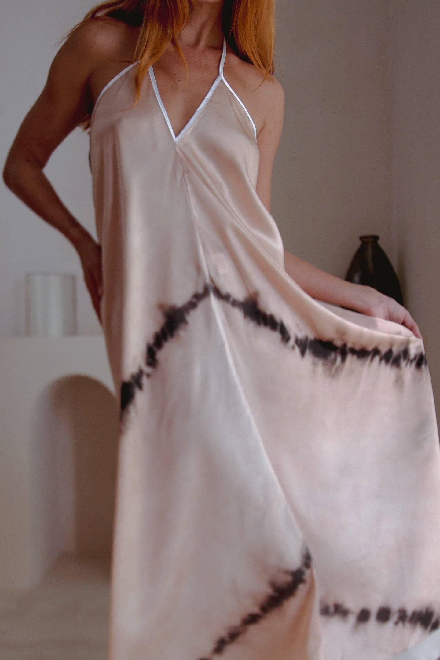 Silk Halter Dress in Shibori