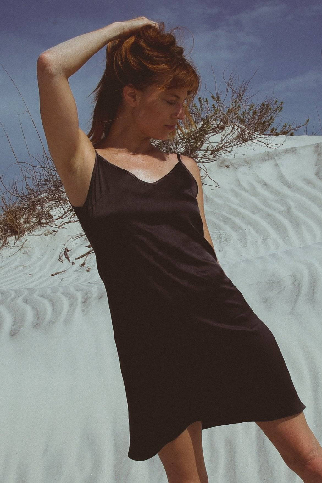 Vela Silk Dress in Jet Black