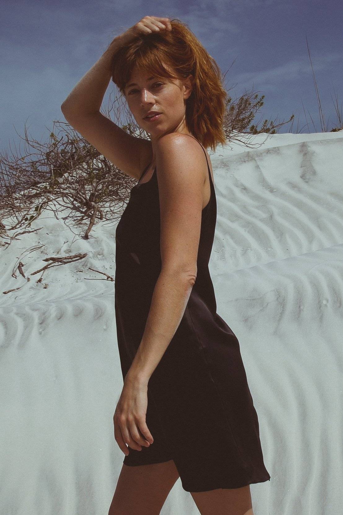 Vela Silk Dress in Jet Black