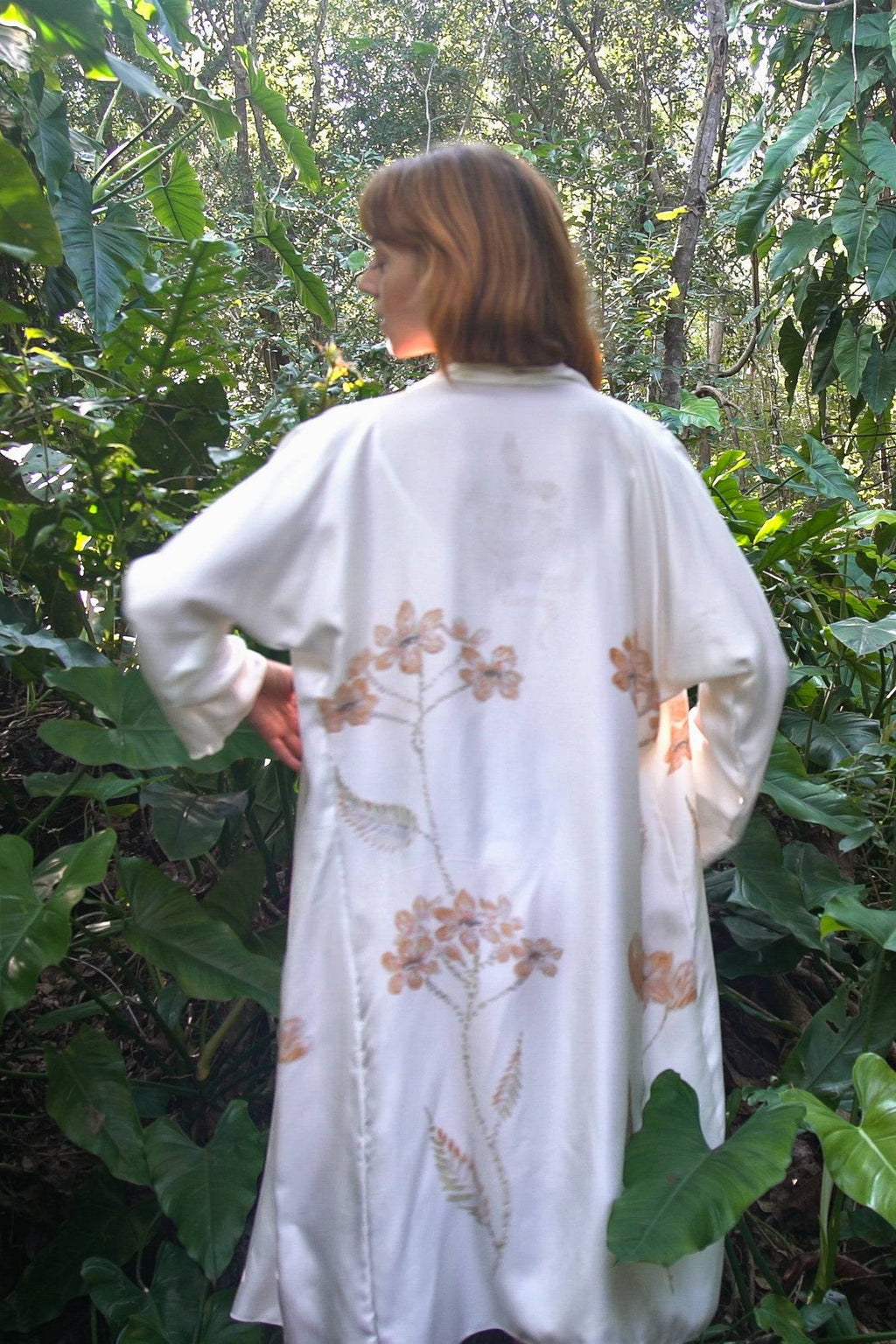 Royal Silk Robe in Azulik Flowers