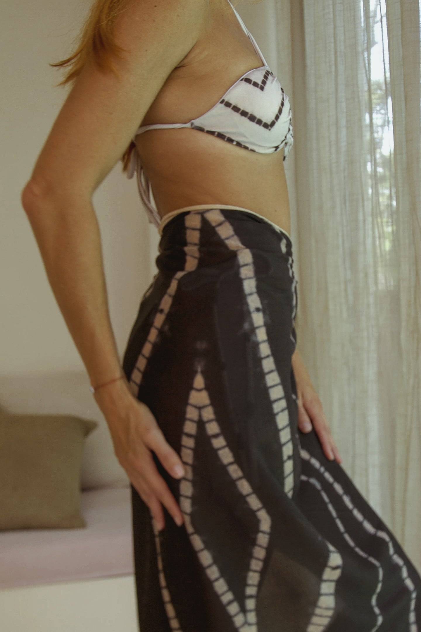 Vega String Bikini in Tan Shibori