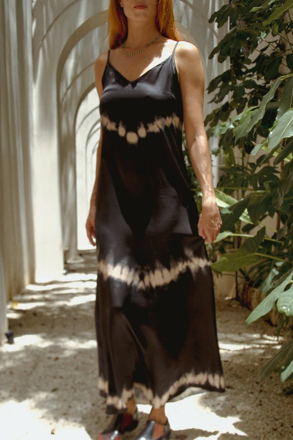 Andromeda Silk Dress in Black Shibori