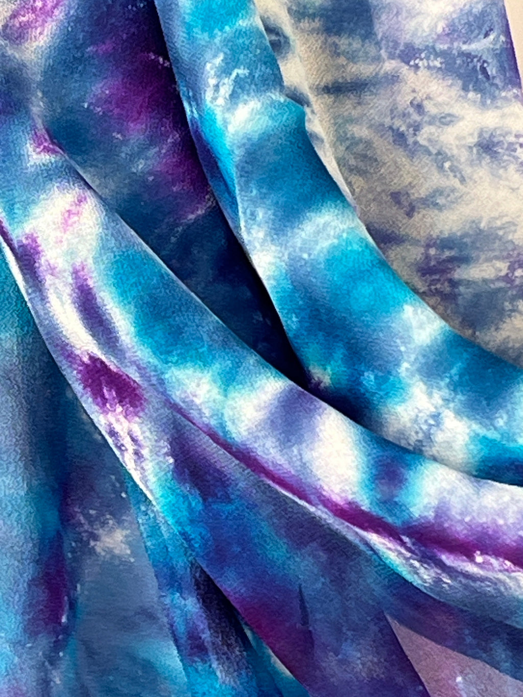 "Purple & Blue Fantasia" - hand-dyed silk scarf - $125