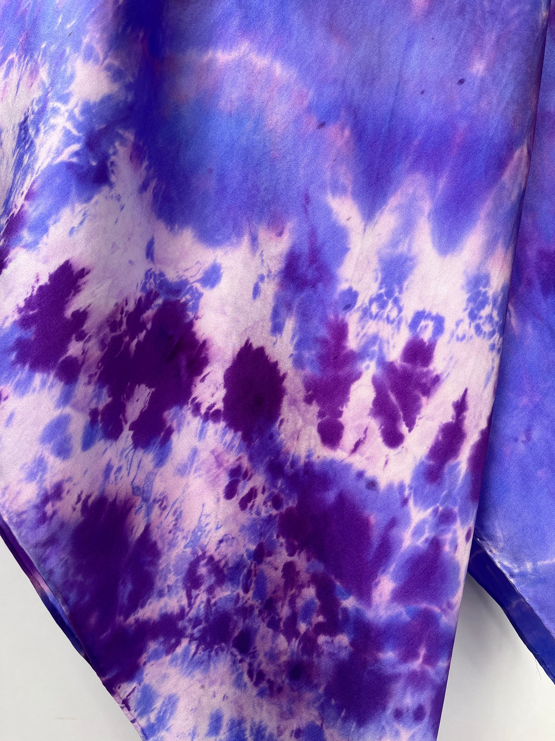 “Purple/Blue Square" - Hand-dyed Silk Scarf - $110