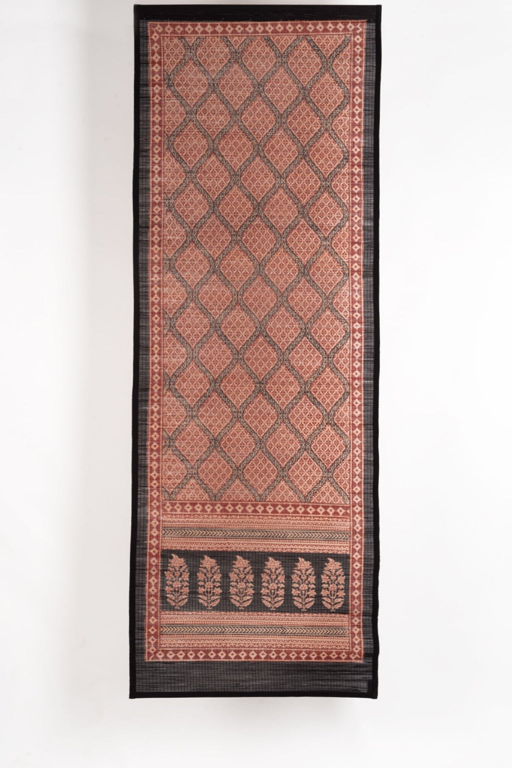 Diamond Bagh Hand Block Print Bamboo Wall Hanging - Red Black