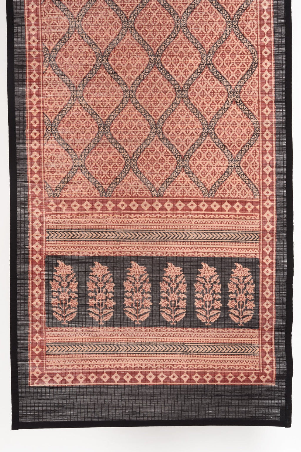 Diamond Bagh Hand Block Print Bamboo Wall Hanging - Red Black