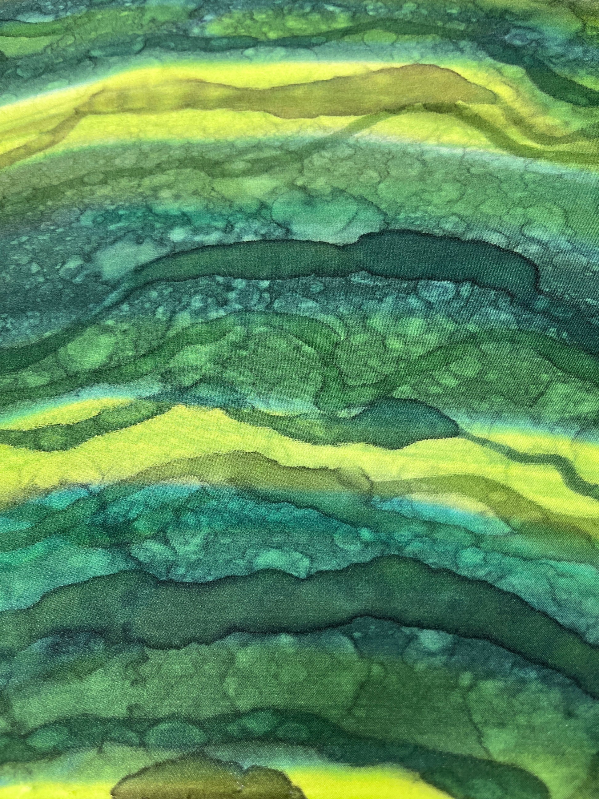 “Flow Abstract- Kelp Forest" - Hand-dyed Silk Scarf - $110