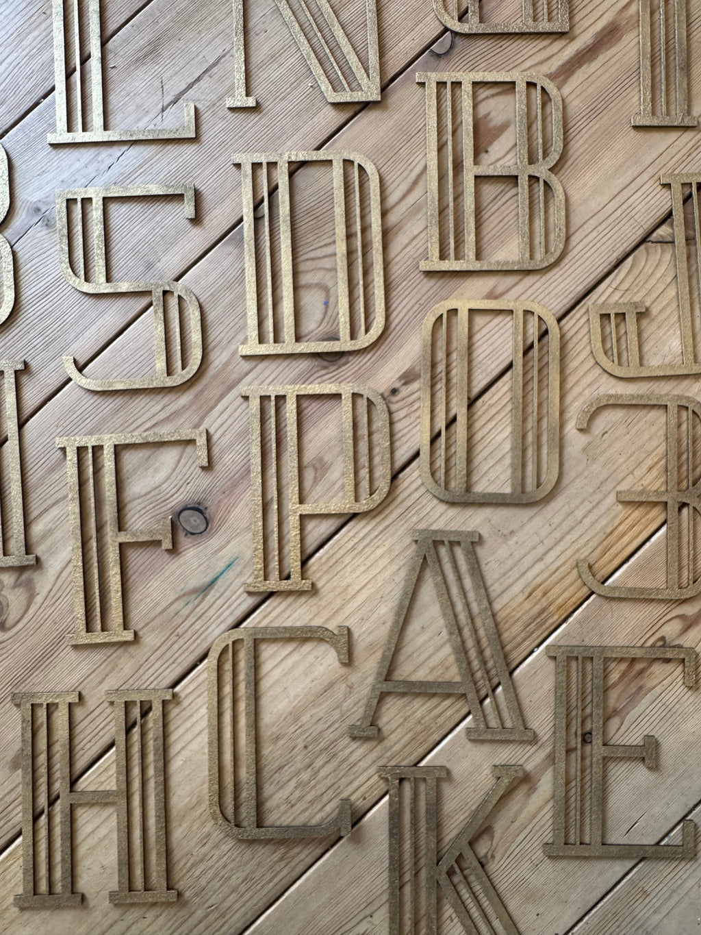 Gold Distressed 5" or 12" Art Deco Lettering A-Z 0-9