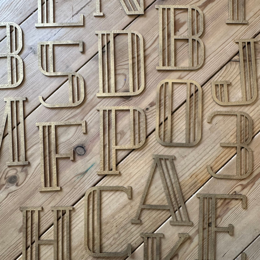 Gold Distressed 5" or 12" Art Deco Lettering A-Z 0-9
