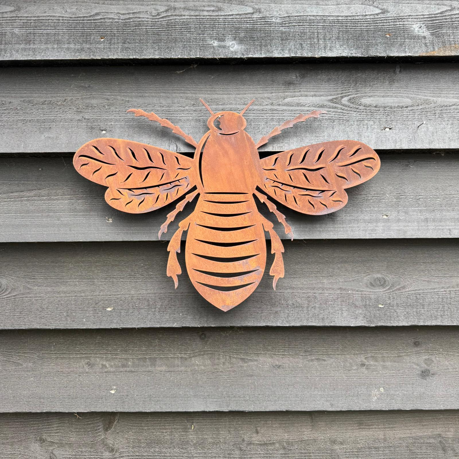 Large Rusty Metal Bee Plaque Wall Art
