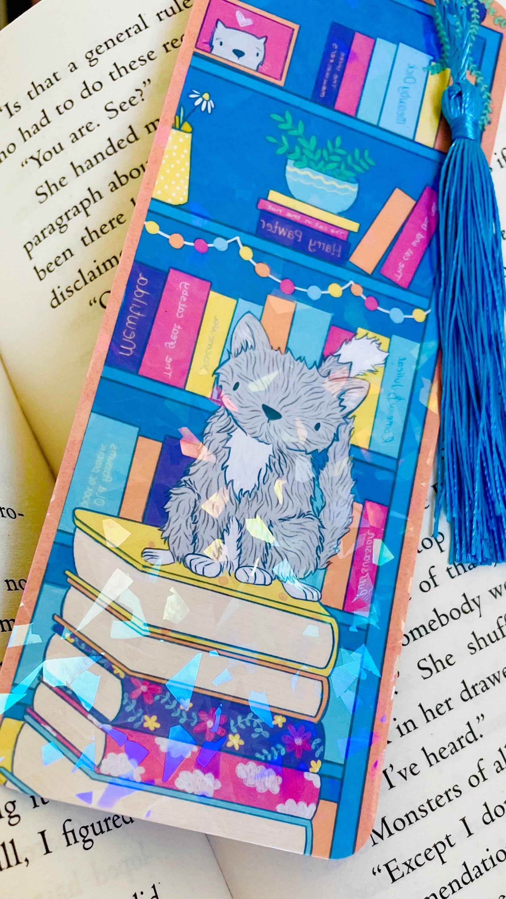 Cat Bookmark- Handmade Holographic Bookmark