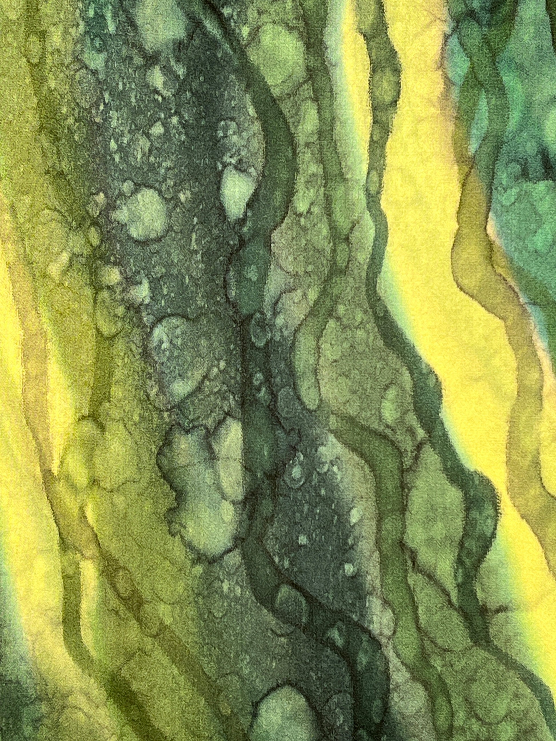 “Flow Abstract- Kelp Forest" - Hand-dyed Silk Scarf - $110
