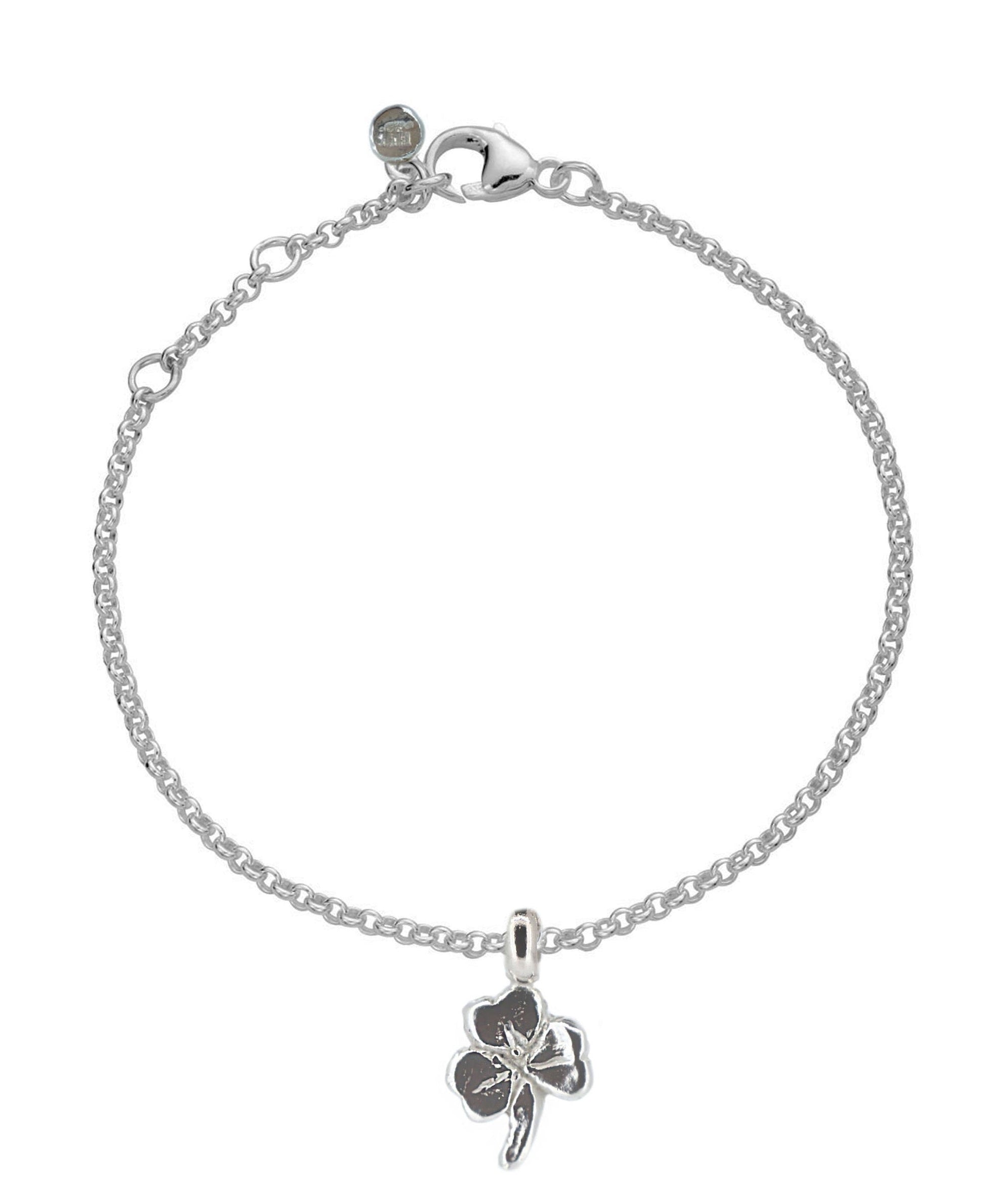 Lucky Clover Sterling Silver Chain Anklet