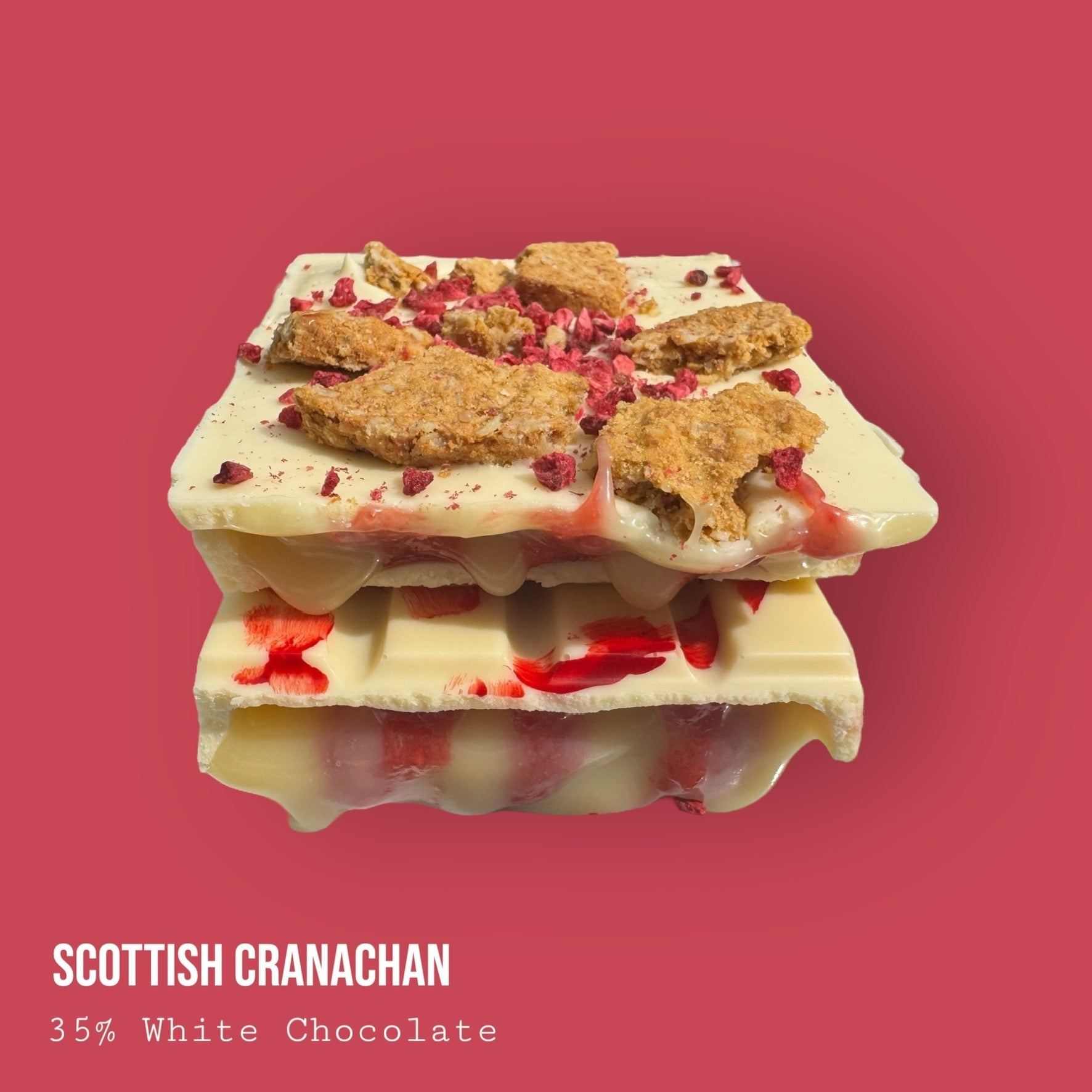 Raspberry and Single Malt Whisky Honey Cream Dessert Bar with Oat Biscuit and White Chocolate