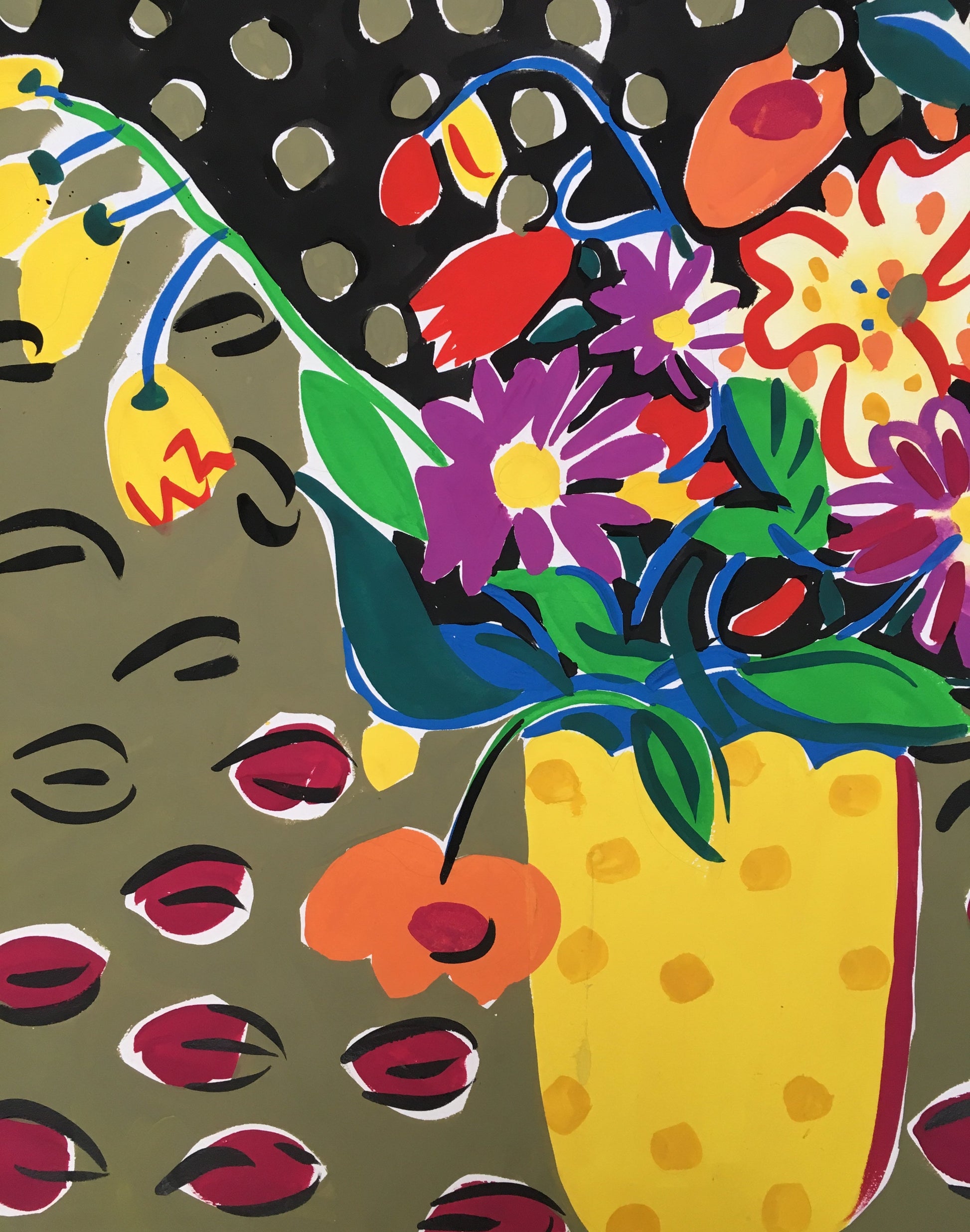 Yellow Spotted Vase Painting